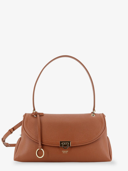Leather shoulder bag with Gancini detail thumbnail
