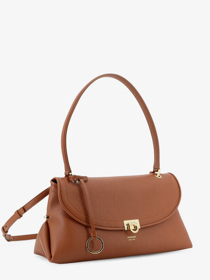 Leather shoulder bag with Gancini detail thumbnail