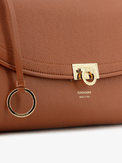 Leather shoulder bag with Gancini detail thumbnail