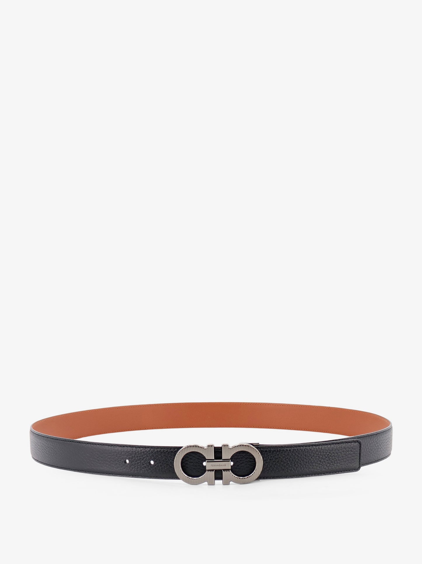 Reversible leather Gancini belt