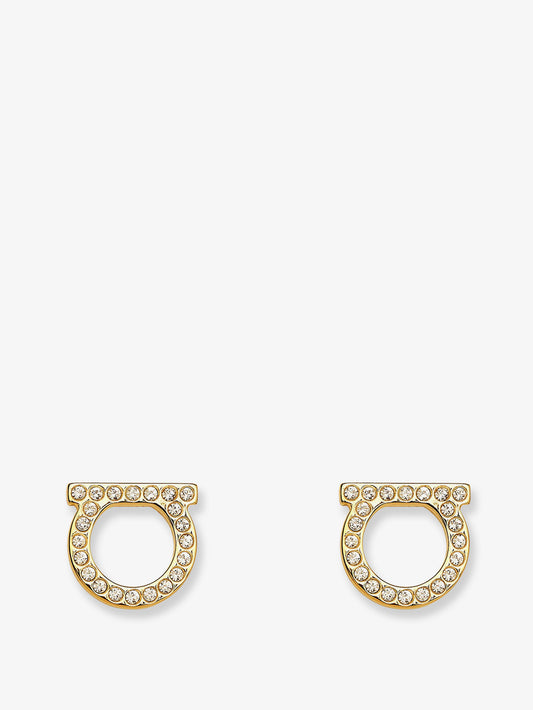 Gancini Crystals Brass Earrings