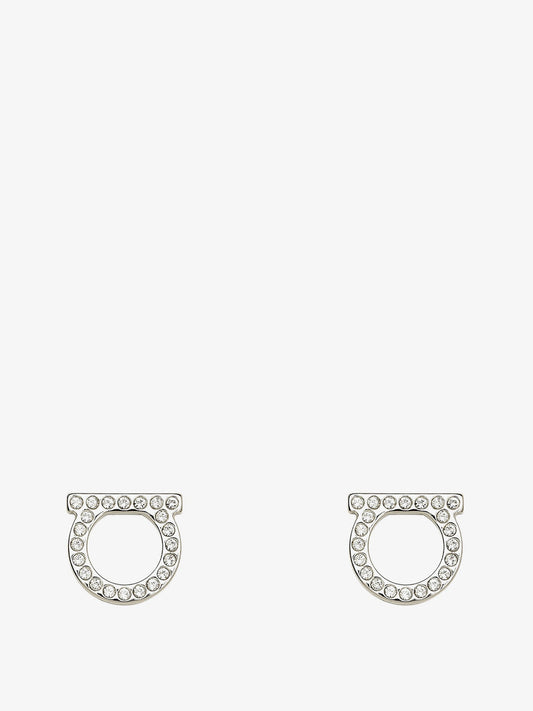 Gancini Crystals Brass Earrings