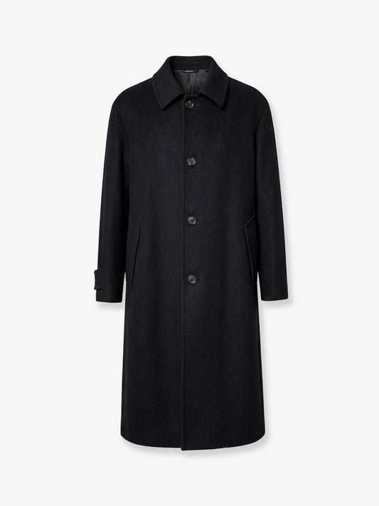 Single-breasted double-faced wool and cashmere cloth coat