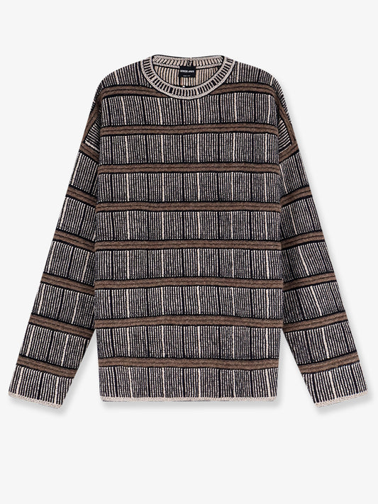 Over striped virgin wool and silk sweater