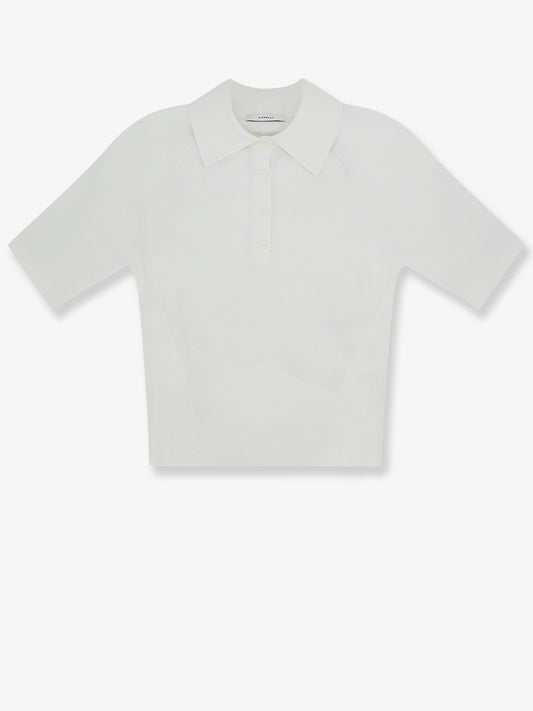 Cropped cotton and silk polo shirt
