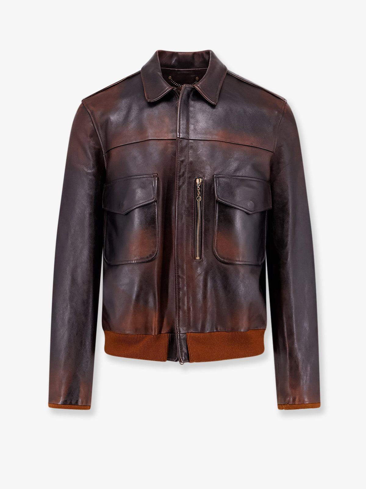 Giubbino in pelle Archive Distressed Effect