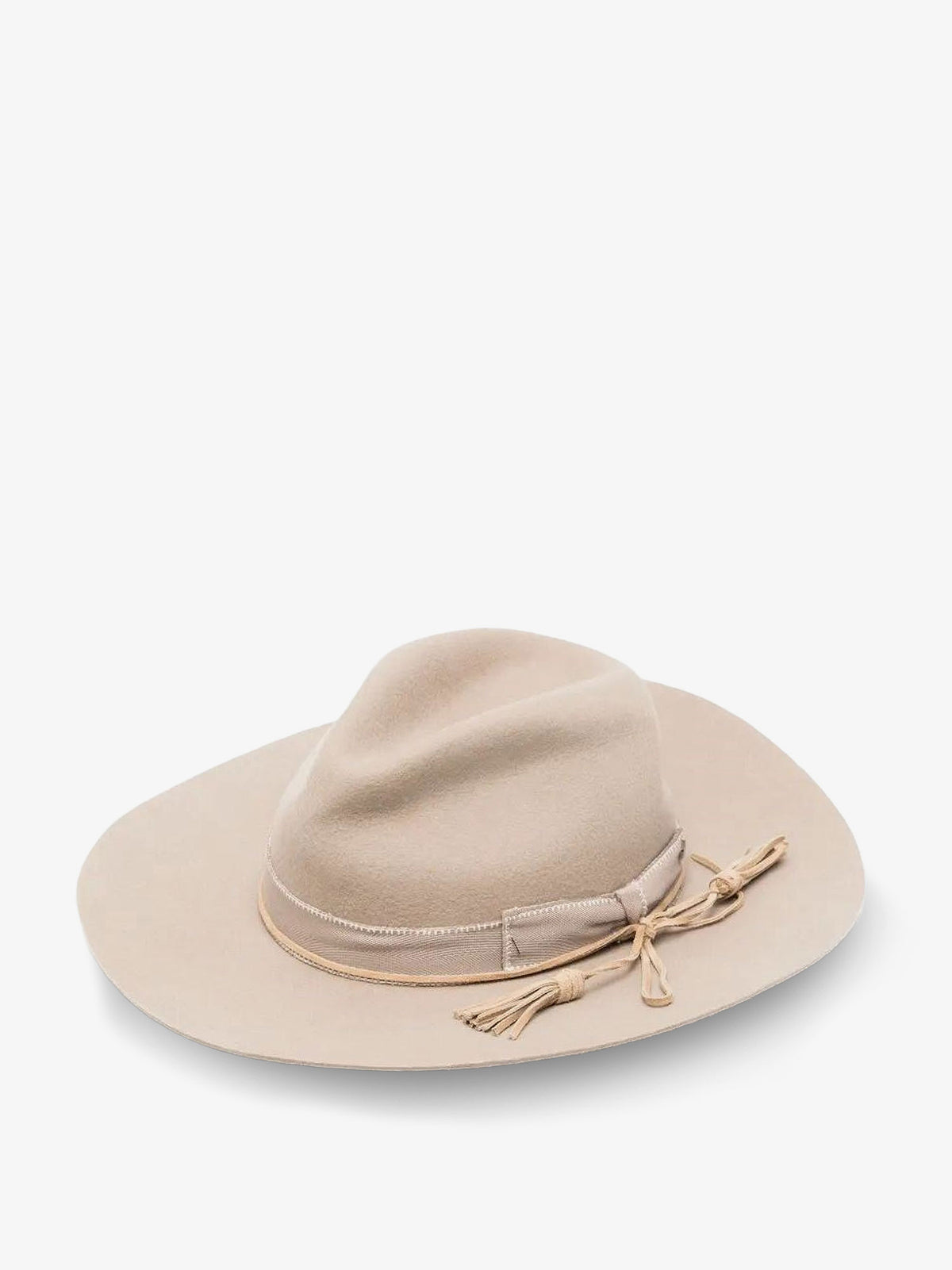 Wool Fedora hat with double strap and tone-on-tone bow