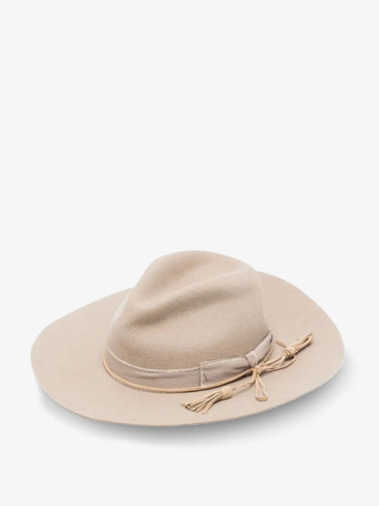 Wool Fedora hat with double strap and tone-on-tone bow thumbnail