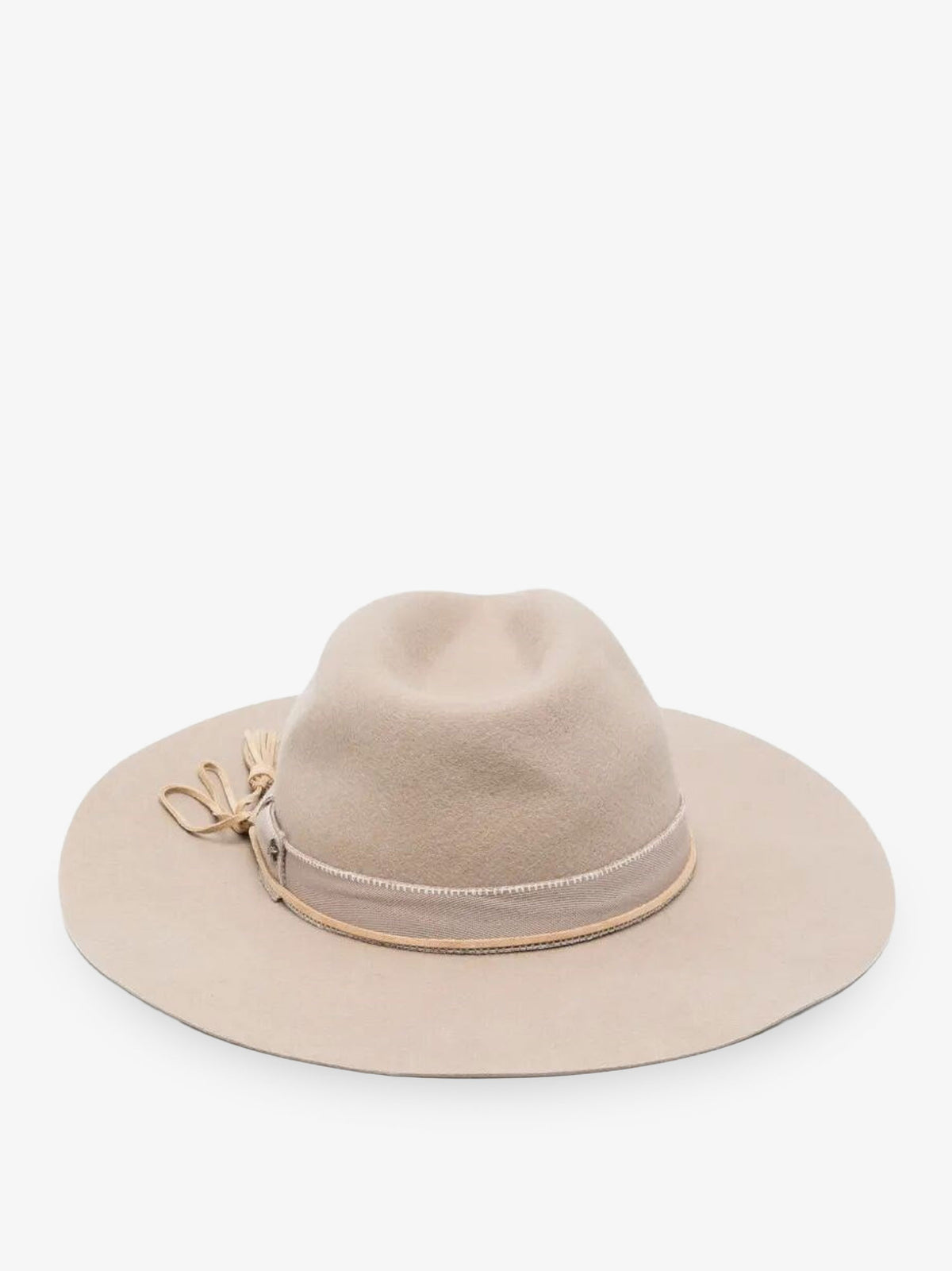 Wool Fedora hat with double strap and tone-on-tone bow