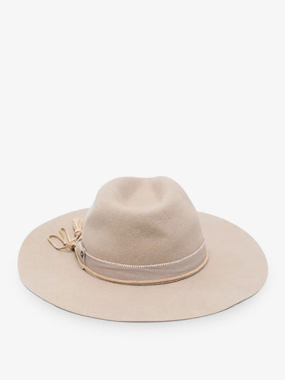 Wool Fedora hat with double strap and tone-on-tone bow thumbnail