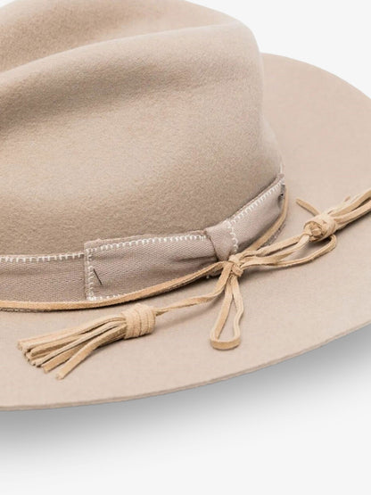 Wool Fedora hat with double strap and tone-on-tone bow thumbnail
