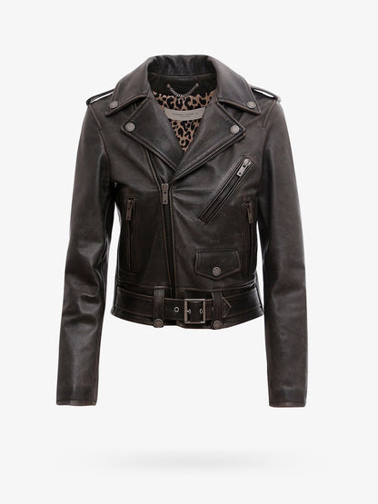 Slim fit Destiny lived-in effect leather biker thumbnail