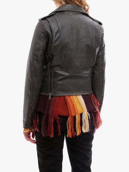 Slim fit Destiny lived-in effect leather biker thumbnail