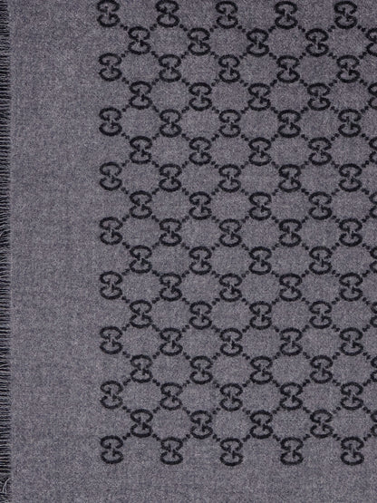 Double wool jacquard scarf with GG motif thumbnail