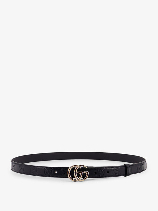 Leather belt with all-over GG logo