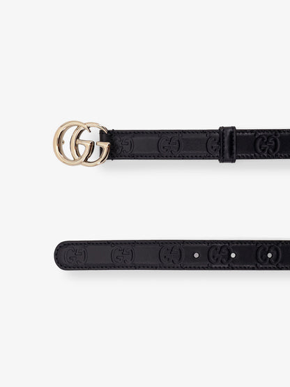 Leather belt with all-over GG logo thumbnail