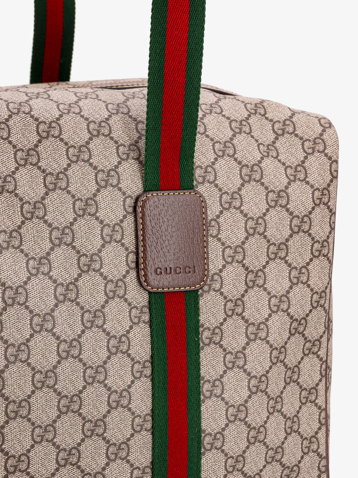 GG Supreme Fabric and leather travel bag with Web detail