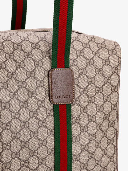 GG Supreme Fabric and leather travel bag with Web detail thumbnail