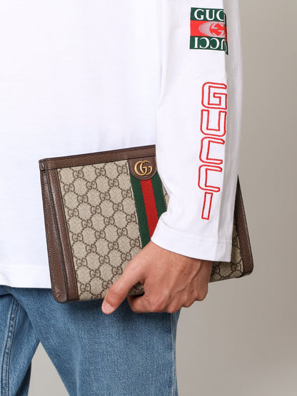 Ophidia GG fabric clutch bag thumbnail