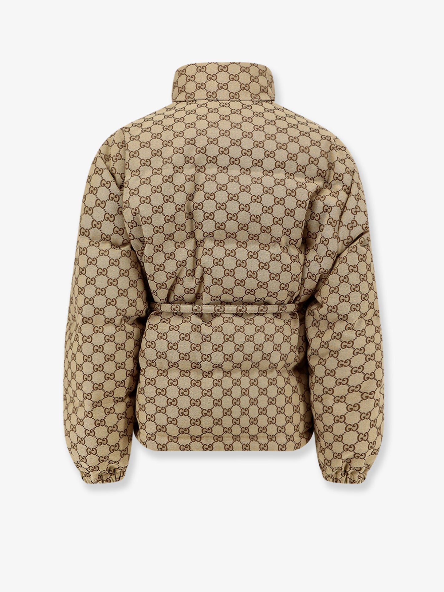 GG Fabric padded jacket with belt