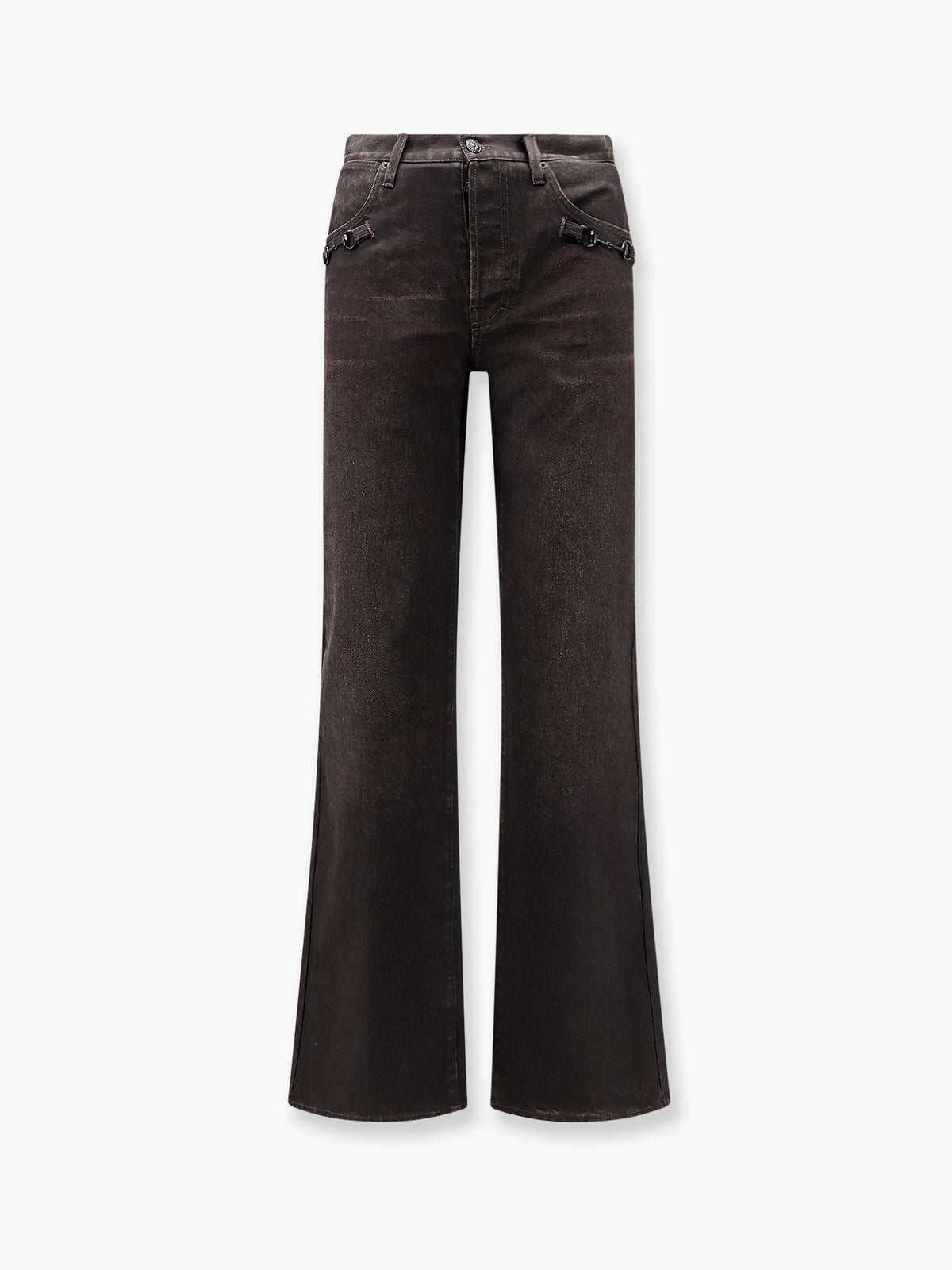 Cotton denim trousers with Horsebit detail