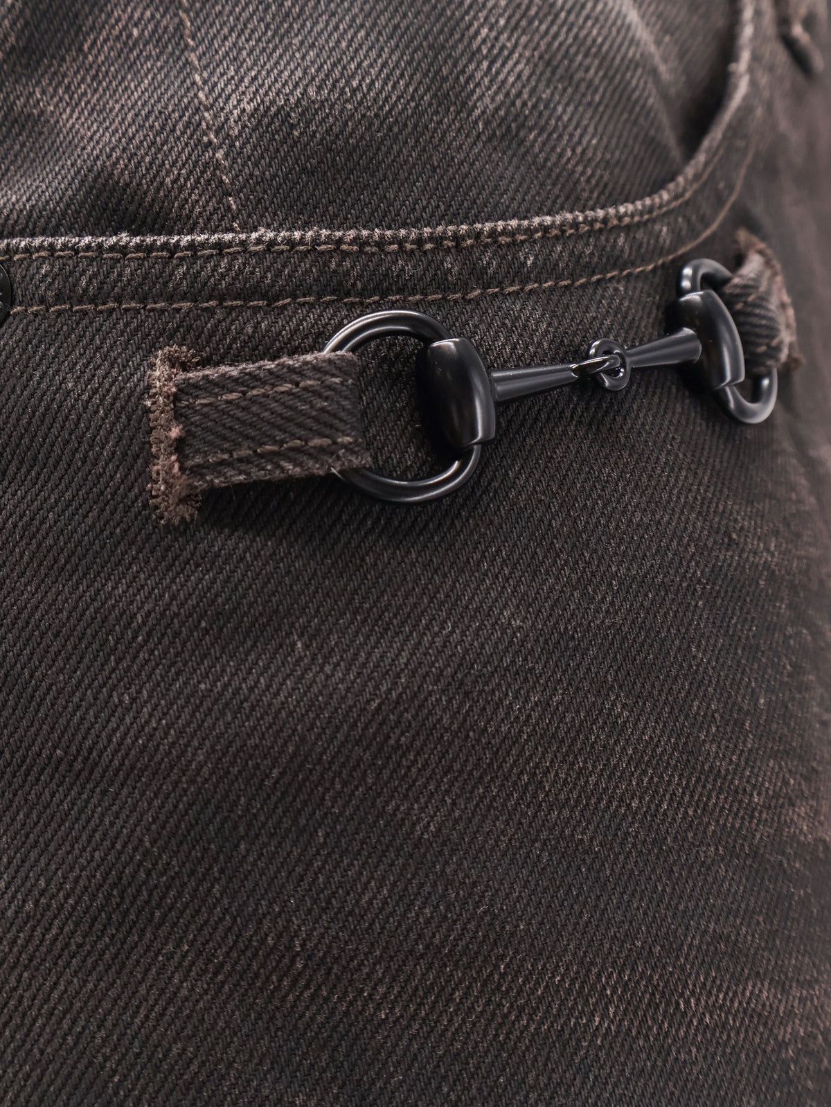 Cotton denim trousers with Horsebit detail