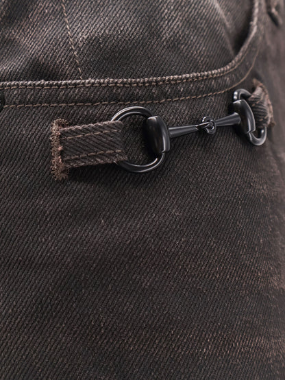 Cotton denim trousers with Horsebit detail thumbnail