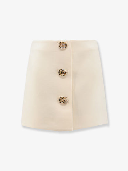 Wool crêpe skirt with Double G button thumbnail
