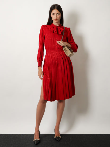 Pleated silk midi skirt thumbnail