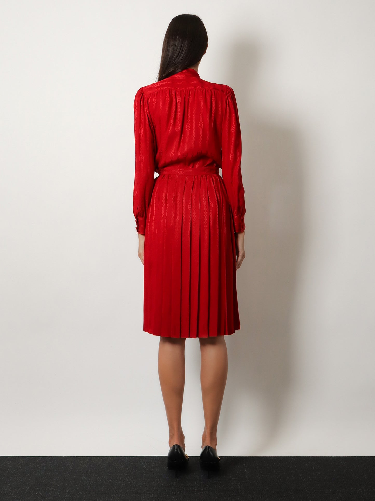 Pleated silk midi skirt