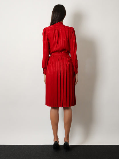 Pleated silk midi skirt thumbnail