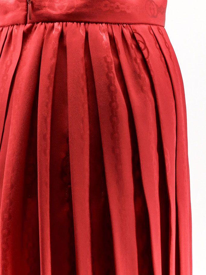 Pleated silk midi skirt