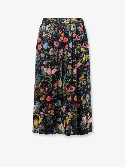 Silk midi skirt with floral print thumbnail