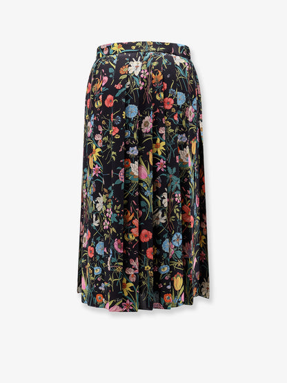 Silk midi skirt with floral print thumbnail