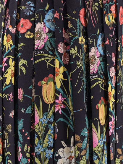 Silk midi skirt with floral print thumbnail