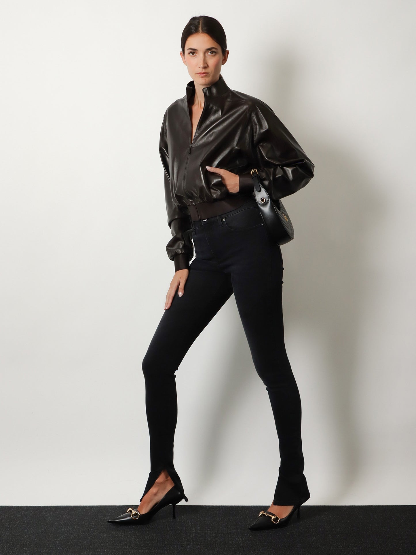 Slim Fit black denim trousers