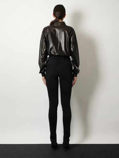 Slim Fit black denim trousers thumbnail