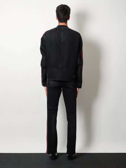 Black denim jacket certified cotton jacket with a faded effect thumbnail