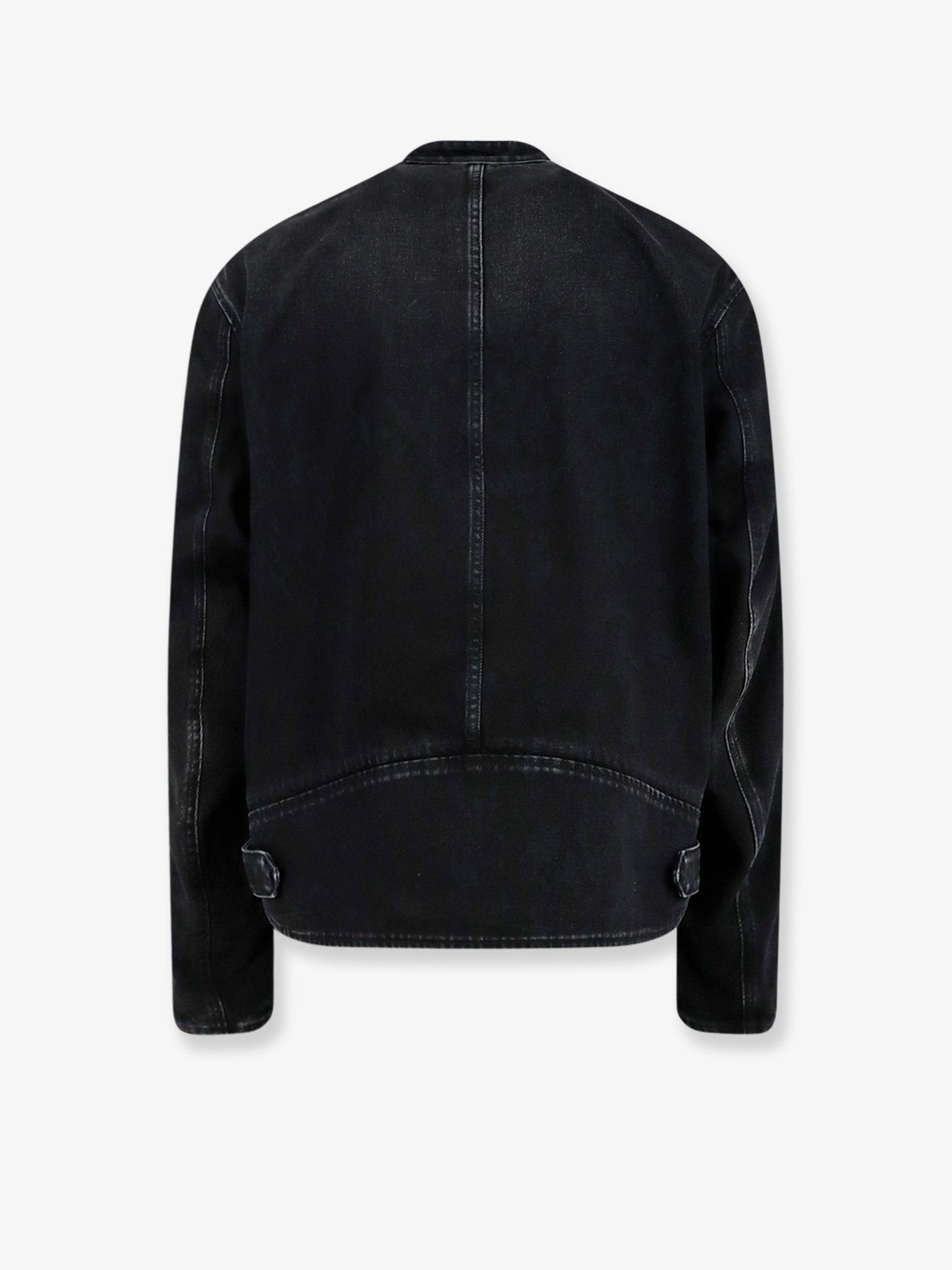Black denim jacket certified cotton jacket with a faded effect