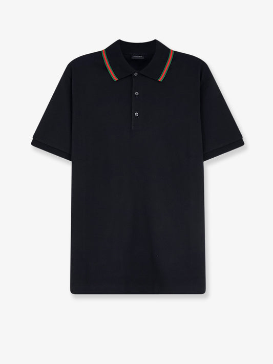 Cotton polo shirt with Nastro Web detail on the collar