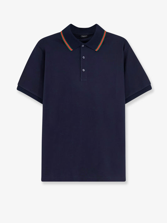 Cotton polo with Nastro Web detail on the collar
