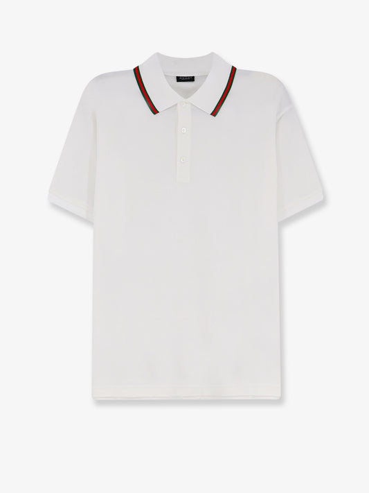 Cotton polo shirt with Nastro Web detail on the collar