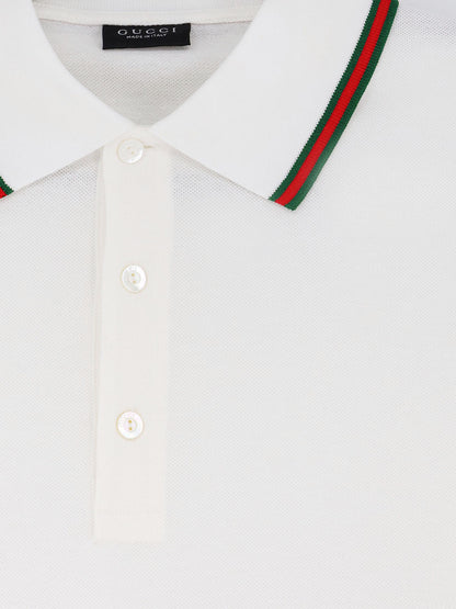 Cotton polo shirt with Nastro Web detail on the collar thumbnail