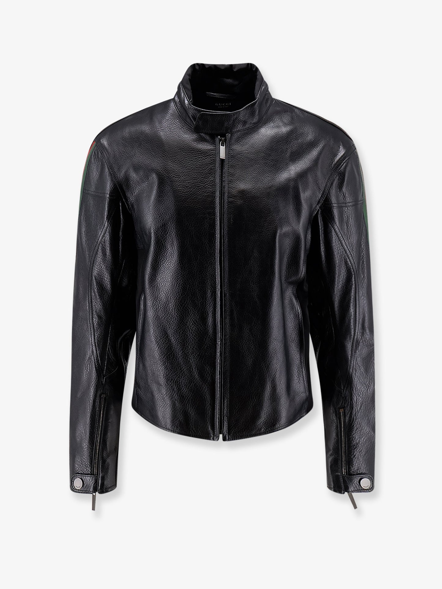 Leather bomber with Web details