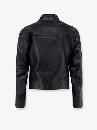 Leather bomber with Web details thumbnail