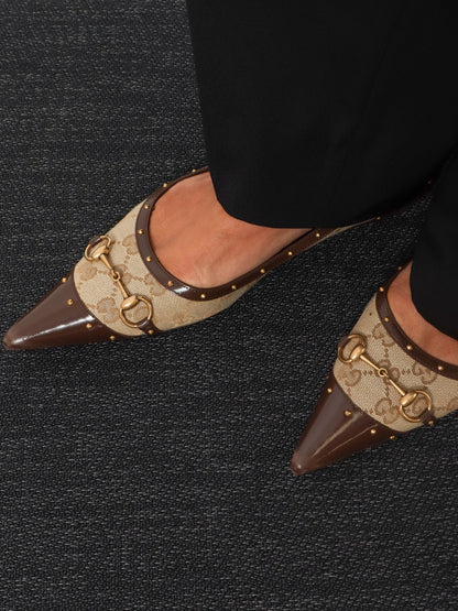 Savoy GG fabric ballerinas with stud detail thumbnail