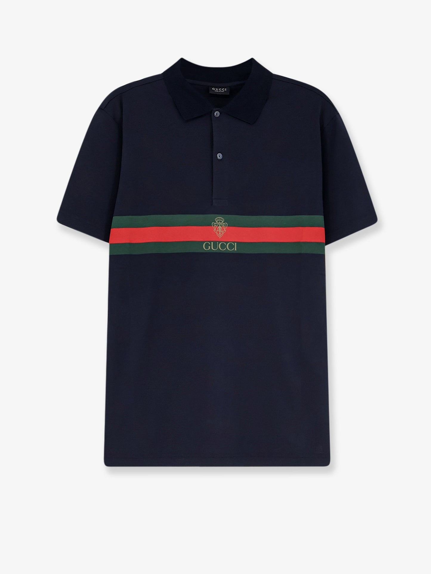 Polo in cotone con stampa Web frontale