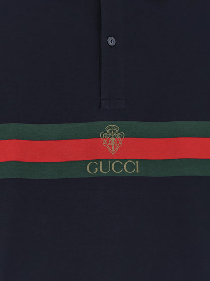 Polo in cotone con stampa Web frontale thumbnail