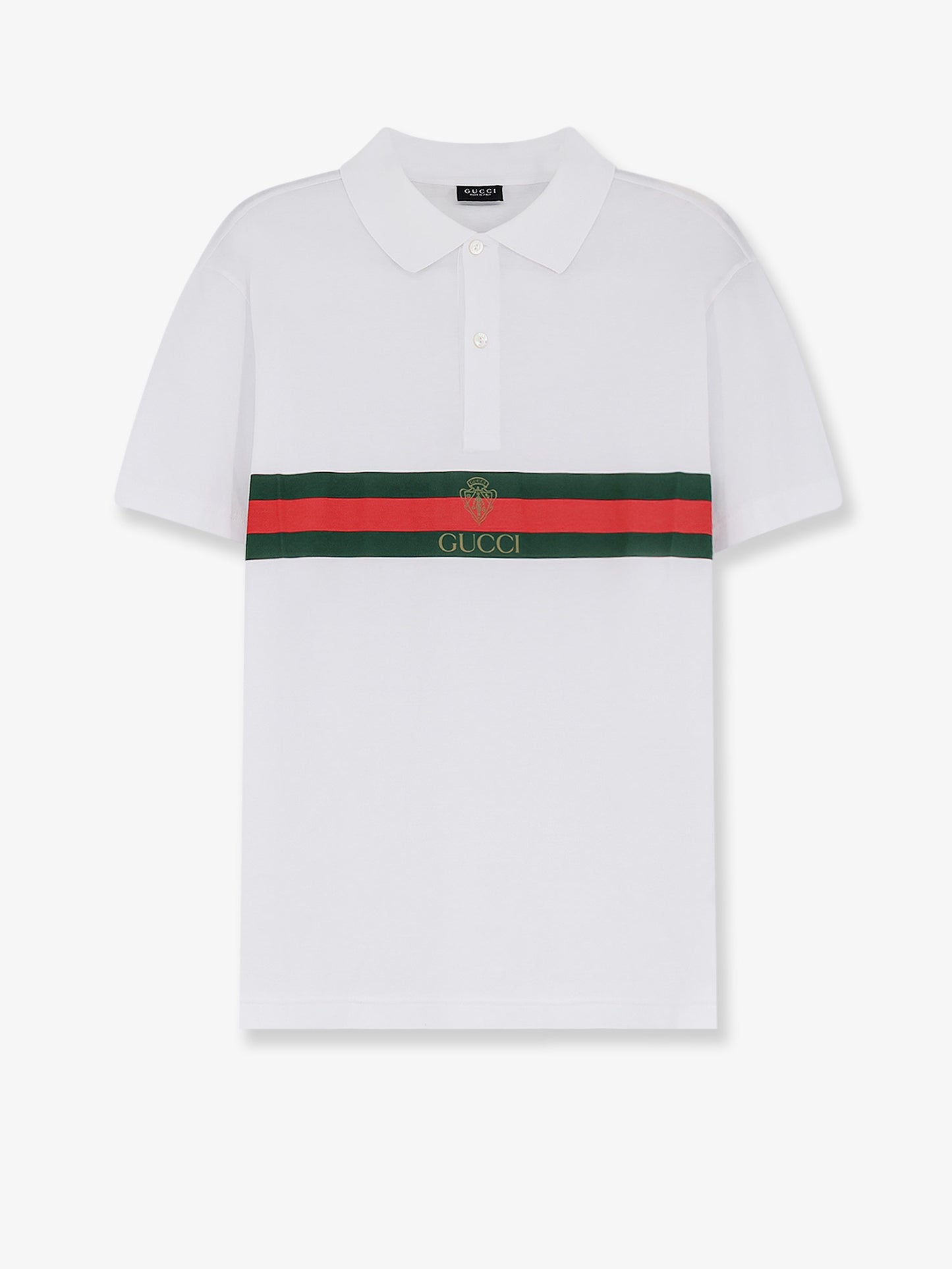 Polo in cotone con stampa Web frontale
