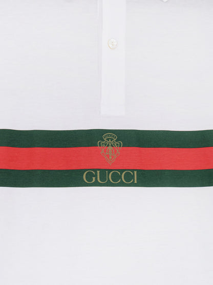 Polo in cotone con stampa Web frontale thumbnail